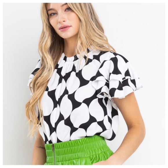 20 Boho Print Ruffle Sleeve Woven Blouse - Picture 4 of 7